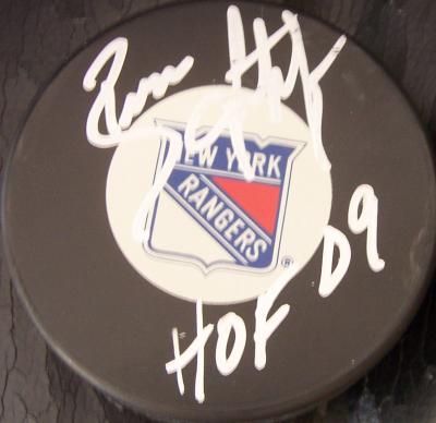 Brian Leetch autographed New York Rangers puck inscribed HOF 09