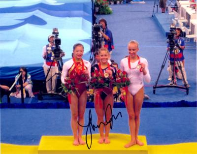 Shawn Johnson autographed 2008 Olympics 8x10 gymnastics photo