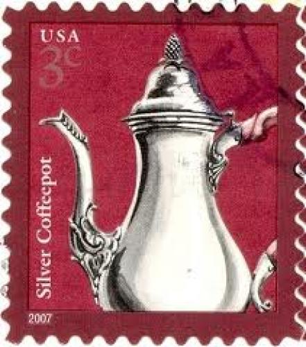 Stamps; USA - Stamp, 2007 3c Coffeepot. 2007 'Silver Coffeepot