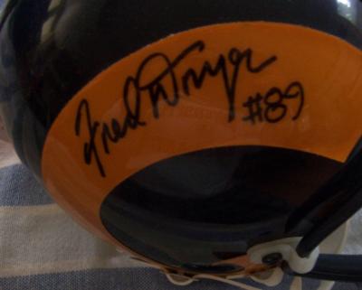 Fred Dryer & Vince Ferragamo autographed Los Angeles Rams throwback mini helmet