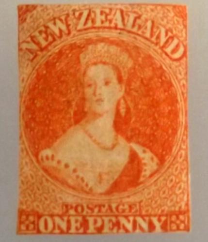 1862 New Zealand QV Chalon Head 1d Orange Vermilion Star Wtmk Mint Imperf $$ *NR