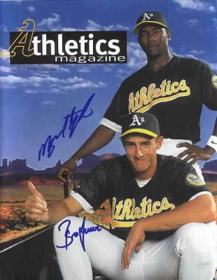 Miguel Tejada & Ben Grieve autographed 1998 Oakland A's magazine