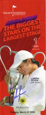 Lorena Ochoa autographed 2009 LPGA Kraft Nabisco Championship pairings guide