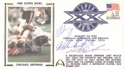 Richard Dent William Perry Mike Singletary autographed 1985 Bears Super Bowl cachet