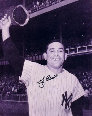 Yogi Berra autographed New York Yankees 8x10 waving cap photo