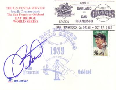 Dave Stewart autographed Oakland A's 1989 World Series postcard