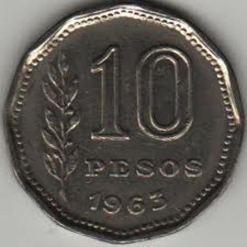 Coins; Argentina 10 pesos; 1963