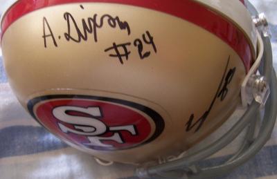 Vernon Davis & Anthony Dixon autographed San Francisco 49ers mini helmet