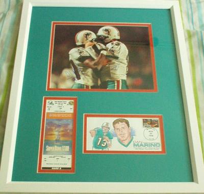 Dan Marino & O.J. McDuffie autographed 400th TD 8x10 photo framed with ticket & cachet