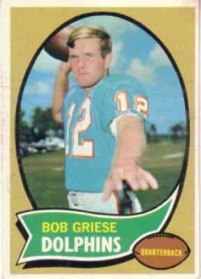 Bob Griese Dolphins 1970 Topps card #10 Ex to ExMt