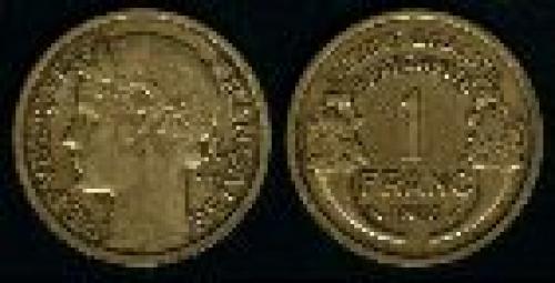1 franc; Year: 1931-1941; (km 885); aluminum bronze