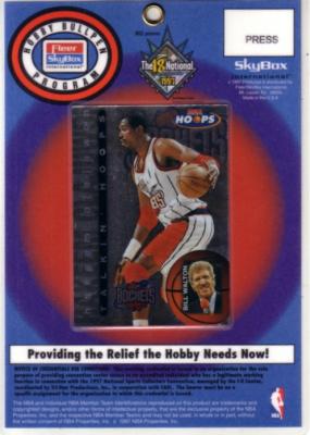 Hakeem Olajuwon 1997 National Convention media badge or credential with laminated Hoops insert card