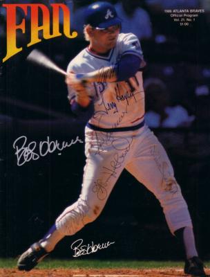 1986 Atlanta Braves autographed program Bob Horner Glenn Hubbard Ted Simmons Willie Stargell