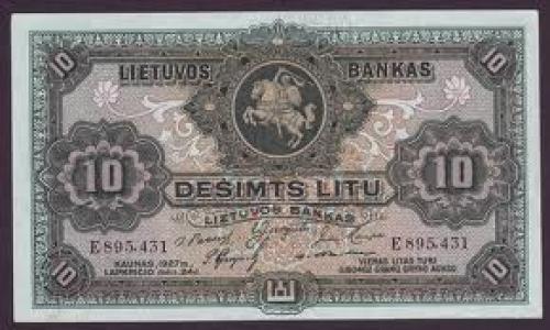 Banknotes; LITHUANIA currency 10 Litu banknote