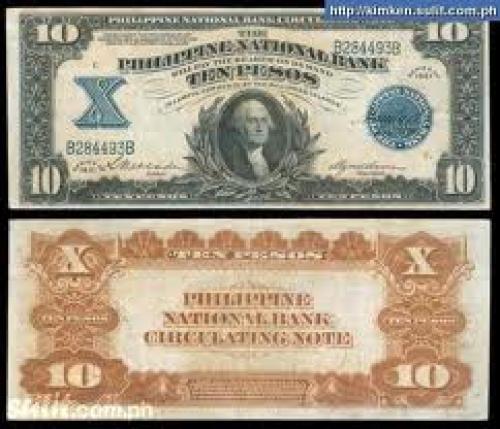 Banknotes; 1921 US Philippine 10 Pesos PNB Banknote
