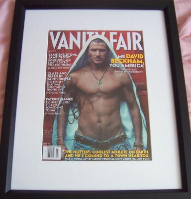 David Beckham autographed 2004 Vanity Fair magazine cover matted & framed