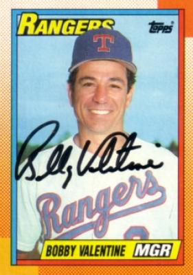 Bobby Valentine autographed Texas Rangers 1990 Topps card