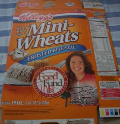 Picabo Street autographed cereal box (signed on both sides)