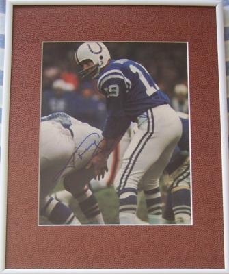 Johnny Unitas autographed Baltimore Colts 8x10 photo matted & framed
