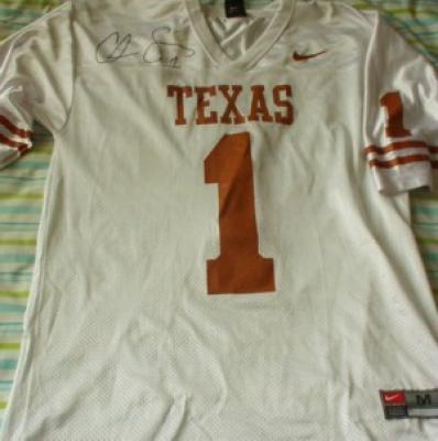 Chris Simms autographed Texas replica jersey