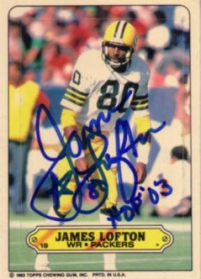 James Lofton autographed Green Bay Packers 1983 Topps sticker card