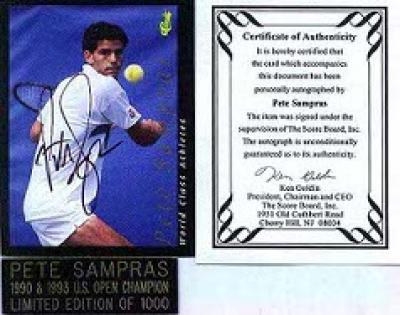 Pete Sampras certified autograph 1992 Classic tennis card in holder ltd edit 1000