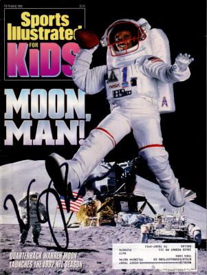Warren Moon autographed Houston Oilers 1992 Sports Illustrated for Kids magazine