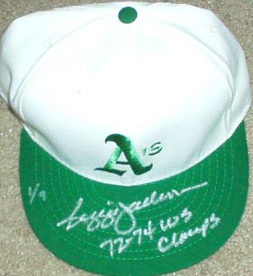 Reggie Jackson autographed Oakland A's authentic cap inscribed 72-74 WS Champs ltd. 9