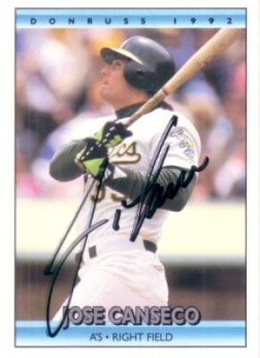 Jose Canseco autographed Oakland A's 1992 Donruss card