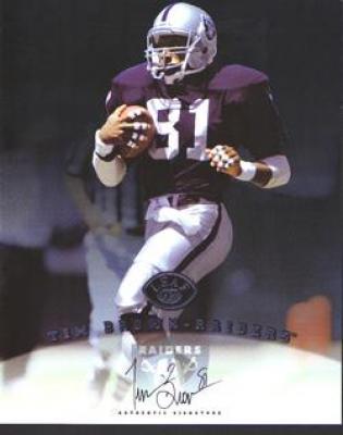 Tim Brown certified autograph Oakland Raiders 1997 Leaf 8x10 photo card