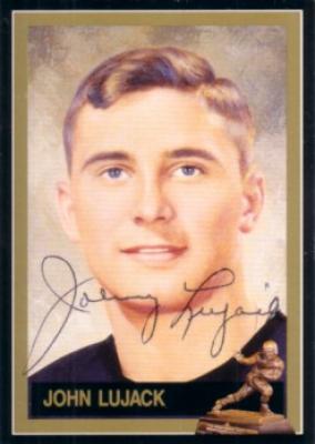 Johnny Lujack autographed Notre Dame 1947 Heisman Trophy card
