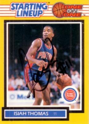 Isiah Thomas autographed Detroit Pistons 1989 Kenner Starting Lineup card