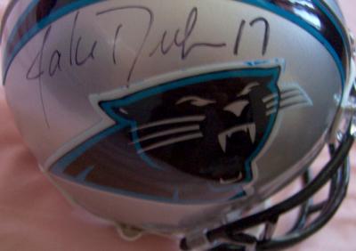 Jake Delhomme & Steve Smith autographed Carolina Panthers mini helmet