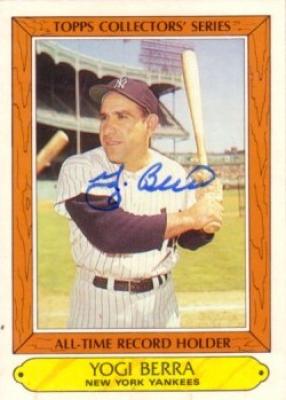 Yogi Berra autographed New York Yankees 1985 Topps All-Time Record Holder card