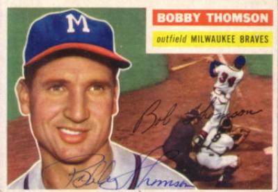 Bobby Thomson autographed Milwaukee Braves 1956 Topps card