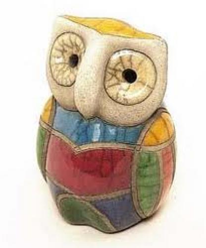 Decorative; Raku pottery ceramic animals owl ornament decorative