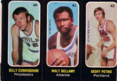 Walt Bellamy Billy Cunningham Geoff Petrie 1971-72 Topps Trios card