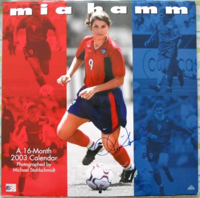 Mia Hamm autographed 2003 soccer calendar