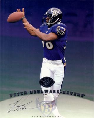 Peter Boulware certified autograph Baltimore Ravens 1997 Leaf 8x10 photo card