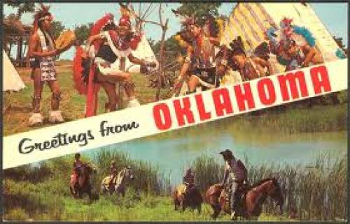 U.S.A. in the heart of Oklahoma, Home of the Red Man - Postcard