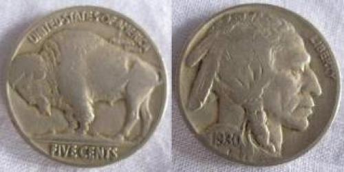 Coins; USA buffalo nickel indian head nickel 1930 5 cent