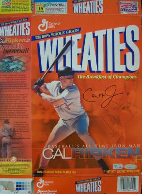 Cal Ripken autographed Baltimore Orioles 2001 Iron Man Wheaties box