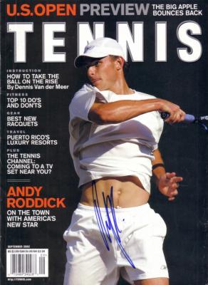 Andy Roddick autographed 2002 Tennis magazine cover