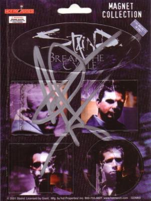 Aaron Lewis autographed Staind 5x7 inch magnet sheet
