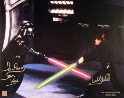 Mark Hamill & Dave Prowse autographed Star Wars 16x20 Luke Skywalker vs Darth Vader poster