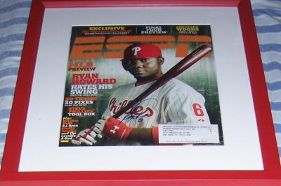 Ryan Howard autographed Philadelphia Phillies 2007 ESPN Magazine cover framed