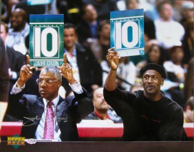 Julius Erving autographed Slam Dunk 16x20 poster size photo with Michael Jordan