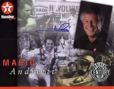 Mario Andretti autographed 8 1/2 x 11 photo card