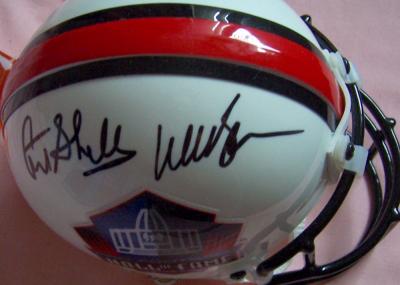Art Shell & Willie Brown autographed Hall of Fame mini helmet