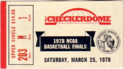 1978 NCAA Final Four Semifinals ticket (Kentucky & Duke Win)